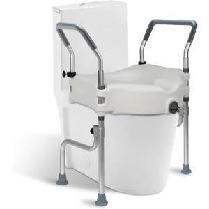 4.5" Raised Toilet Seat with Arms and Legs, 26.7" Wide, Adjustable Height, 4-Leg Raised Toilet Seat with Handles for Elderly, Elevated Toilet Seats for Seniors for Standard or Elongated Commode