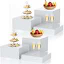 6Pcs White Buffet Risers Acrylic Boxes Display Risers Food Risers for Buffet Table Display Riser for Platter Parties Weddings Catering Dessert Collectibles Figures Show ( 6''x7''x8'')