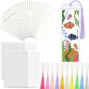 50 Sets Bookmark Making Kit, with 50 Clear Bookmark Sleeves, 50 Colorful Tassels, 60 Kraft Paper Blank Bookmarks, DIY Bookmarks for Party, Decoration, Teaching or Record Reading Experience