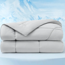 Bedsure Cooling Comforter Queen Size - Cooling Blankets for Hot Sleepers, Lightweight Comforter for Summer with Dual-Sided Cool Tech, Soft Breathable Cold Blanket for Sleeping, Grey, 88x88 Inches