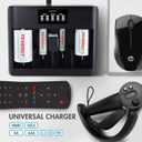 Tenergy TN486U 5-Bay Universal Battery Charger with LCD, Micro USB/Type C Input, for AA, AAA, C, D, and 9V Rechargeable Batteries
