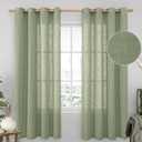 LAMIT Linen Blended Curtains 72 inch for Bedroom, Linen Textured Light Filtering Drapes Bronze Grommet Boho Neutral Panels for Farmhouse/Living Room, 2 Panels, 52 x 72 Inch, Sage Green