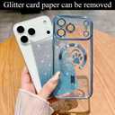 for iPhone 17 Pro Case, Glitter Clear Cute Paw Love Heart, Compatible with MagSafe, Strong Magnetic Full Camera Lens Protection Cover, Soft Slim Bling Phone Case 6.3" - Blue