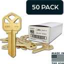 SUMMIT DOORWARE Kwikset Key Blanks in Premium Brass Quality | KW1 Uncut Blank Keys for Home and Professional Use | Pack of 50 Keys
