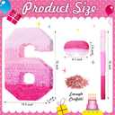 Sratte Number Piata Pink Piata Birthday Decorations Gradient with Stick Blindfold Confetti for Girls Boys Birthday Anniversary Party Decorations Supplies(Number 6)