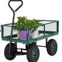 Heavy-Duty Garden Cart – Yard Dump Cart with Removable Mesh Sides & 180° Rotating Handle | Utility Metal Wagon for Yard, Farm, Beach, Lawn, Outdoor Use (Green)