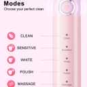 Rtauys Rotating Electric Toothbrush for Adults with 8 Brush Heads (2 Types), 5 Modes Rechargeable Power Toothbrush with Travel Case and 2 Minute Smrte Timer (Pink)
