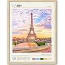 HesenDot Natural OAK Wood Framed Paris City Wall Art, 12x16in Eiffel Tower Scenery Canvas Wall Print Posters, Classic Urban Landmark Wall Decor for Living Room, Bedroom, Office Gallery, Set of 1