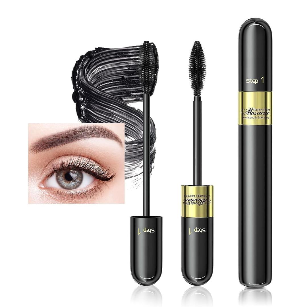 Waterproof Mascara Black, Mascara Volume and Length Smudge-proof Curling Eyelashes for 24H Charming Eye Make up, Vegan and Cruelty Free, Gifts for Women