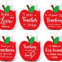 12Pcs Teacher Appreciation Gift Party Decoration Red Apple Favor Bag We Appreciate You Bags Thank You Teacher Apple Candy Treat Bag with Handle for Teachers’Day Back to School Party Supply 4.7×3.1×4.7