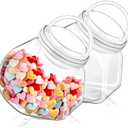 Umigy 2 Pack Plastic Candy Jars with Lids 68 Oz Clear Cookie Jars with Portable Handle Lid for Candy Buffet Wide Mouth Canister Container for Kitchen, Party Table, Home Storage