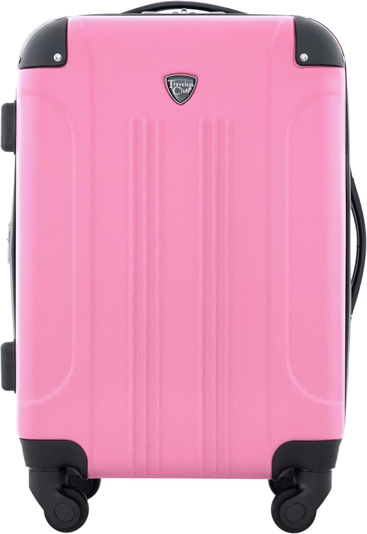 Travelers Club Chicago Hardside Expandable Spinner Luggages, Hot Pink, 20" Carry-On, HS-20720-EX-690N, 22" Carry-on