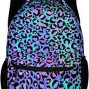 KOYI Leopard Print Backpack for Girls Cheetah Backpack, Gradient Bright Neon Blue Purple Cheetah Print Backpack, Children Casual Daypack Travel Laptop Backpack, 16.5 Inch
