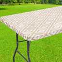 Smiry Rectangle Table Cloth Cover, Waterproof Elastic Fitted Picnic Tablecloth for 4 Foot Tables, Wipeable Flannel Backed Vinyl Tablecloths for Camping, Dining, Outdoor (Aqua, 30" x 48")