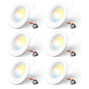 Amico 5/6 inch 5CCT LED Recessed Lighting 12 Pack, 12W=100W, 950LM Adjustable Can Lights, 2700K/3000K/4000K/5000K/6000K Selectable, Dimmable, IC & Damp Rated, Retrofit Installation  ETL & FCC