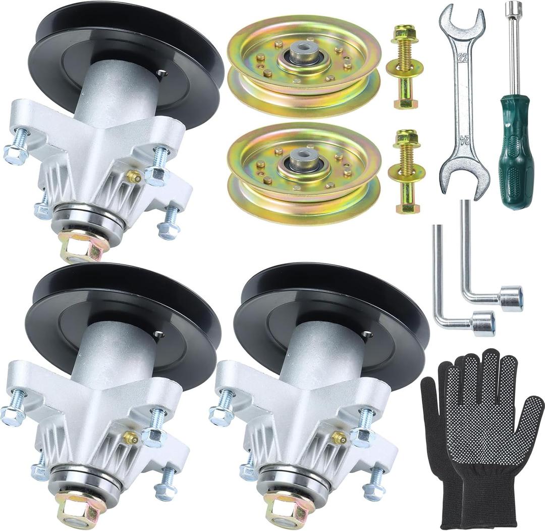 3 Pack Greased 918-04126 Spindle Assembly with 756-04129 Idler Pulley Replaces 618-04125A 618-04126A 918-04125A 918-04125B 918-04125C for Cub Cadet RZT50 ZT50 LT1050 MTD 17 Z Series Tractors