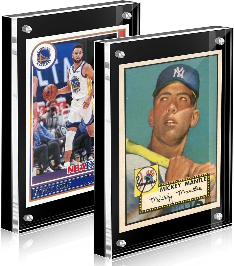 Acrylic Card Display Frame, Magnetic Trading Card Frames - Desktop Protector, 2 Sets Black
