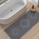 COCOER Waffle Bathroom Runner Rug, Super Absorbent Bath Mat, Machine Washable Non Slip Bath Rug with Tassels, Soft Bathroom Mat for Laundry Room Bedside Hallway, Grey 24" x 48"