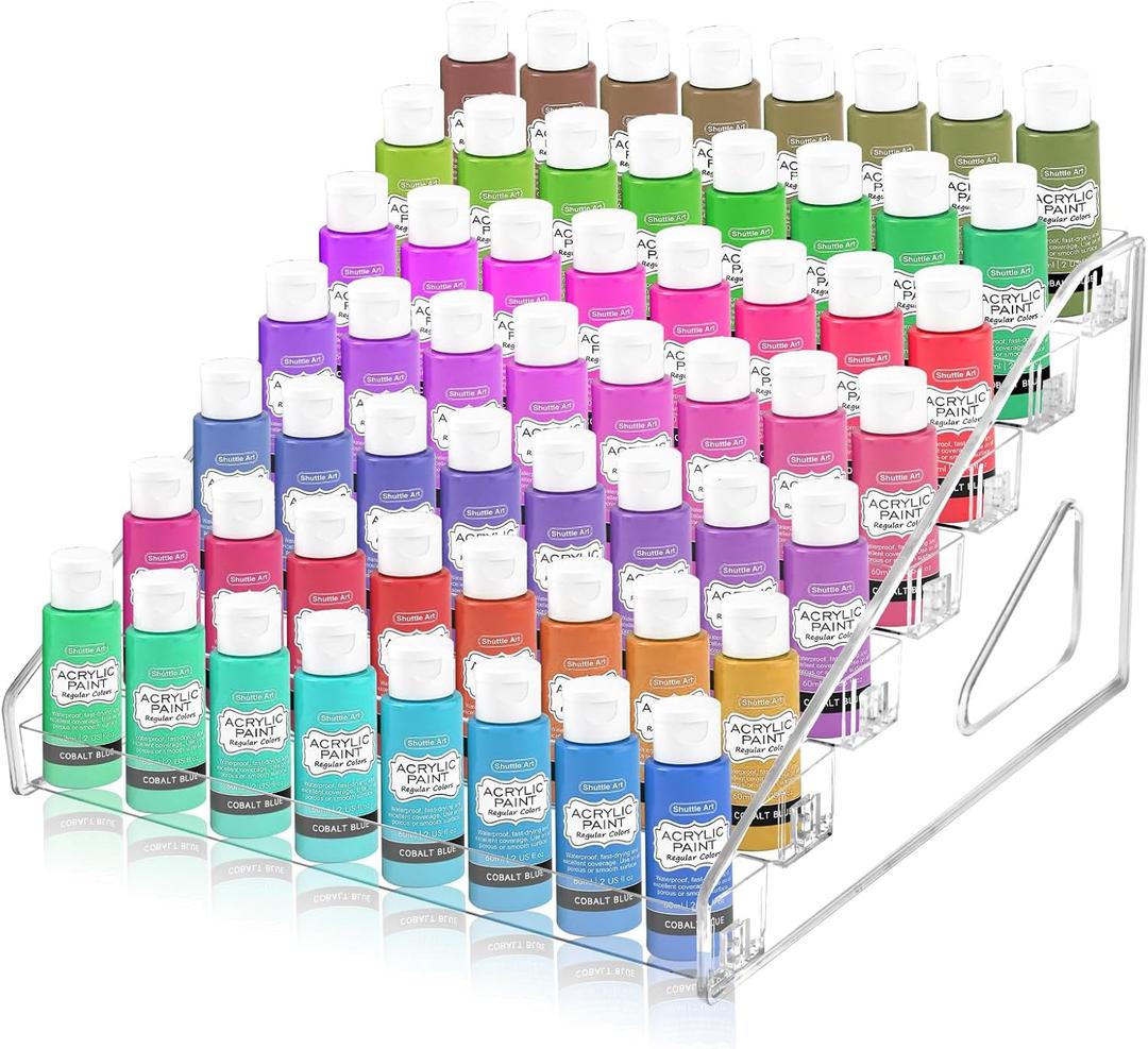Vowcarol Clear Paint Organizer, Miniature Paint Holder 7 Layers Paint Storage Rack, Craft Paint Organizer Rack