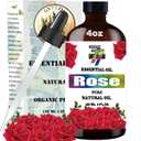 Rose Essential Oil (4 oz/120 ml) - Rose Oils Used in diffusers, humidifiers, Home Baths, Cleaning Products, Yoga, DIY Soaps and DIY Scented Candles (4 Fl Oz (Pack of 1))