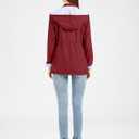 IFFEI Women's Rain Jacket Lightweight Waterproof Rain Coat Outdoor Hooded Windbreaker with Pockets (Red, L)