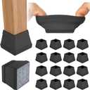 16 PCS Square Chair Leg Floor Protector, Silicone Chair Leg Cover, Furniture Leg Protectors with Felt, Mobile Table Leg pad, Protect The Floor from Scratches.1 1/2 in Black