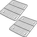 Small Baking Cooling Rack Set of 2, E-far Non-stick Toaster Oven Rack for Cooking Roasting Grilling Broiling Meat Bacon, 9.7 x 7.3 Metal Bakeable Wire Racks for Cookie Cake - Easy to Clean
