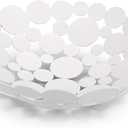 OwnMy Metal Fruit Bowl Basket Creative Table Centerpiece Fruit Stand Decorative Countertop Fruit Holder for Kitchen Counter, Iron Large Fruit Plate Round Storage Tray for Bread Snacks Candy (White)