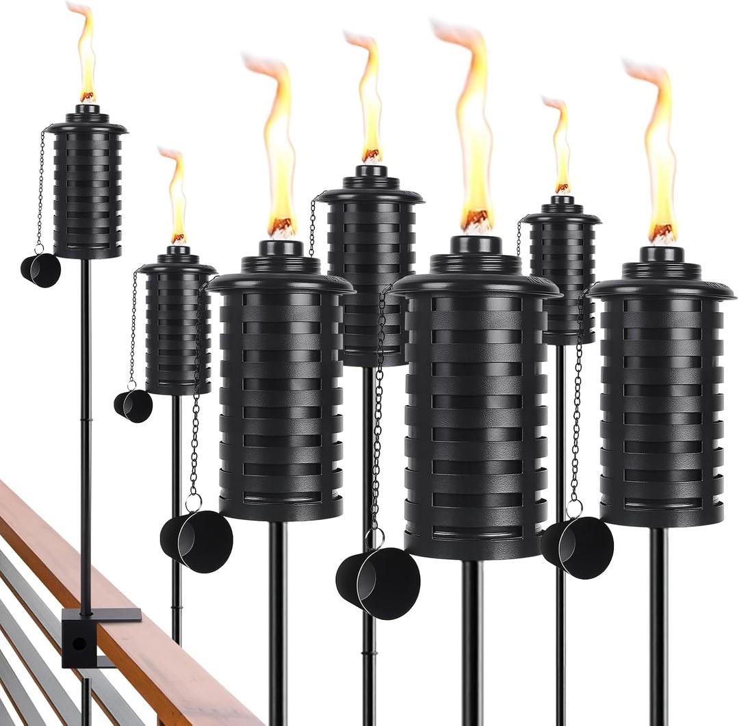 6 Pack Upgraded Home Garden Torch with Universal Clamp,40 Inch Outdoor Metal Torch Garden Dcor, 16oz Citronella Torches , Metal Light Torches for Any Yard, Pathway, Backyard