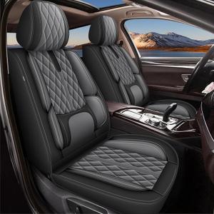 YORKNEIC Seat Covers for Honda HR-V 2016-2025 2026: 5-Seats Breathable Leather Car Seat Covers Full Set - Compatible Airbag & with Lumbar Support (5-Seat Set, Black & Grey)
