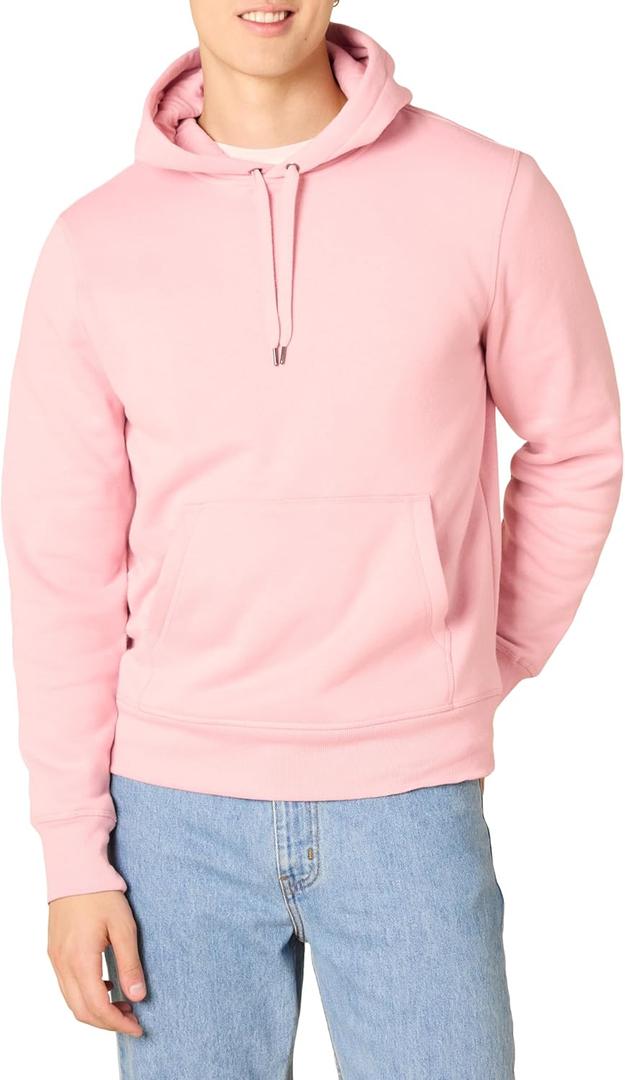 Amazon Essentials Men's Pullover Sweatshirt Hoodie (Large, Pink)