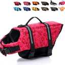 HAOCOO Dog Life Jacket Vest Saver Safety Swimsuit Preserver with Reflective Stripes/Adjustable Belt Dogs?Pink Bone,M