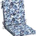 Arden Outdoor Patio Dining Chair Cushion, 20x44, Rain-Proof Seat Pad, Fade-Resistant Outdoor Cushion Blue Garden Floral