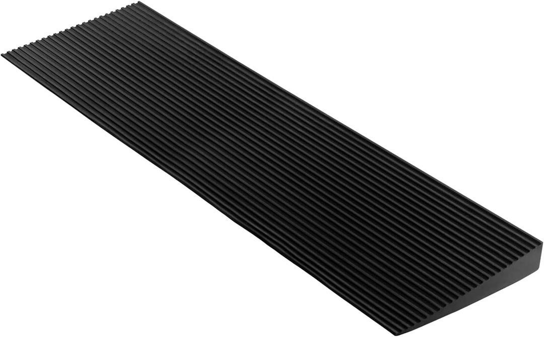 1.8'' Rise Solid Rubber Wheelchair Ramp,Threshold Ramp Used for Thresholds,Doorways and Bathroom (High:1.8 Inch(Pack of 1)) Black