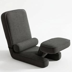 Ergonomic Small Sofa Chair, Tatami Bed, Adjustable backrest Chair, Lazy Sofa, Bedroom Computer Chair, Folding Lounge Chair (Dark Gray)