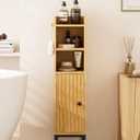 Bathroom Storage Cabinet, Small Corner Floor Hutch with Door and Shelves, Narrow Toilet Paper Cabinet, Bathroom Organizer with Adjustable Shelf, for ToileSmall Spaces (Oak-33.2"h)