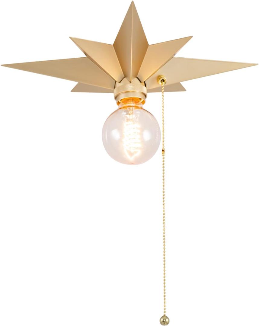 VILUXY Flush Mount Ceiling Light, Gold Star Light Fixtures Mini Ceiling Lamps with Pull Chain On/Off Switch for Hallway, Entryway, Study Room, Bedroom