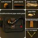 2 x Wooden Tobacco Pipe, Smoking Pipe Set with Black Canvas Waist Pouch, Handmade Wood Tobacco Pipe with Accessories Gift for Pipe SmokingDurable for Beginners.