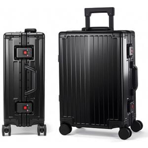 All Aluminum Carry On Luggage 22x14x9 Airline Approved Hard Shell Carry On Luggage, Zipperless Luggage Aluminum Suitcase Luggage (Black, 20inch)