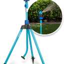 Aqua Joe 6 Pattern Adjustable Sprinkler Mister with Metal Tripod Stand, Rotating Head, and Telescoping Height ,4100 Square Feet Coverage, AJ-6PSTB-MAX, Blue