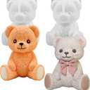 2PCS Cute Silicone Bear Resin Molds - 3D Animal Ice Chocolate Cake and Epoxy Resin Casting Mould for DIY Art Crafts & Home Decoration