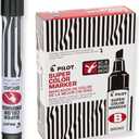 PILOT Super Color Refillable Permanent Markers, Black Ink, Broad Chisel Point, 12-Pack (44100)