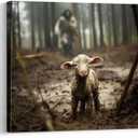 Jesus and Lamb Canvas Wall Art Jesus Running After Lost Lamb Picture Wall Art Canvas Print Christian Home Decor 20x16 inch