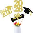 2 x 24Pcs 2026 Graduation Table Centerpiece Sticks Gold 2026 Graduation Centerpieces for Tables 2026 Class of 2026 Graduation Party Table Decorations Gold