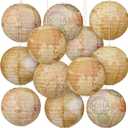 Panelee 12 Pcs Travel Themed Party Decorations Paper Lanterns 8 Inch Hanging Round Hanging Paper Party Decorations for Holiday Indoor Outdoor Supplies