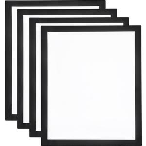 MECCANIXITY 4pcs Self Adhesive Magnetic Poster Frame Wall Sign Holder, 8.5"x11" Magnetic Picture Frame Document Display Window Sign Wall Mount for Home Office Store Restaurant,Black
