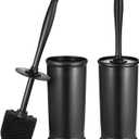 Toilet Bowl Brush Holder Set: 2 Pack Modern Deep Cleaning Bathroom Toilet Scrubber with Caddy for Rv - Rim Decorative Accessories Cleaner Brushes for Toilet - Black