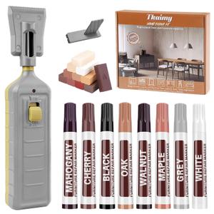 Laminate Floor Repair Kit with Heat Pen, 11 Color Wood Vinyl Floor Furniture Repair Kit Linoleum Repair Hard Wax Touch Up Marker Cover Scratches, Stains