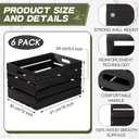 Weysat 6 Pack Large Wood Crates 16 Inch Wooden Box with Handles, Black