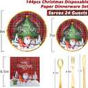 Christmas Plates and Napkins-Christmas Paper Plates Disposable Party Dinnerware Set Serves 24 Guests,Christmas Party Plates Set for Winter Holiday Decorations-Buffalo Plaid Party Supplies (Chrismas)